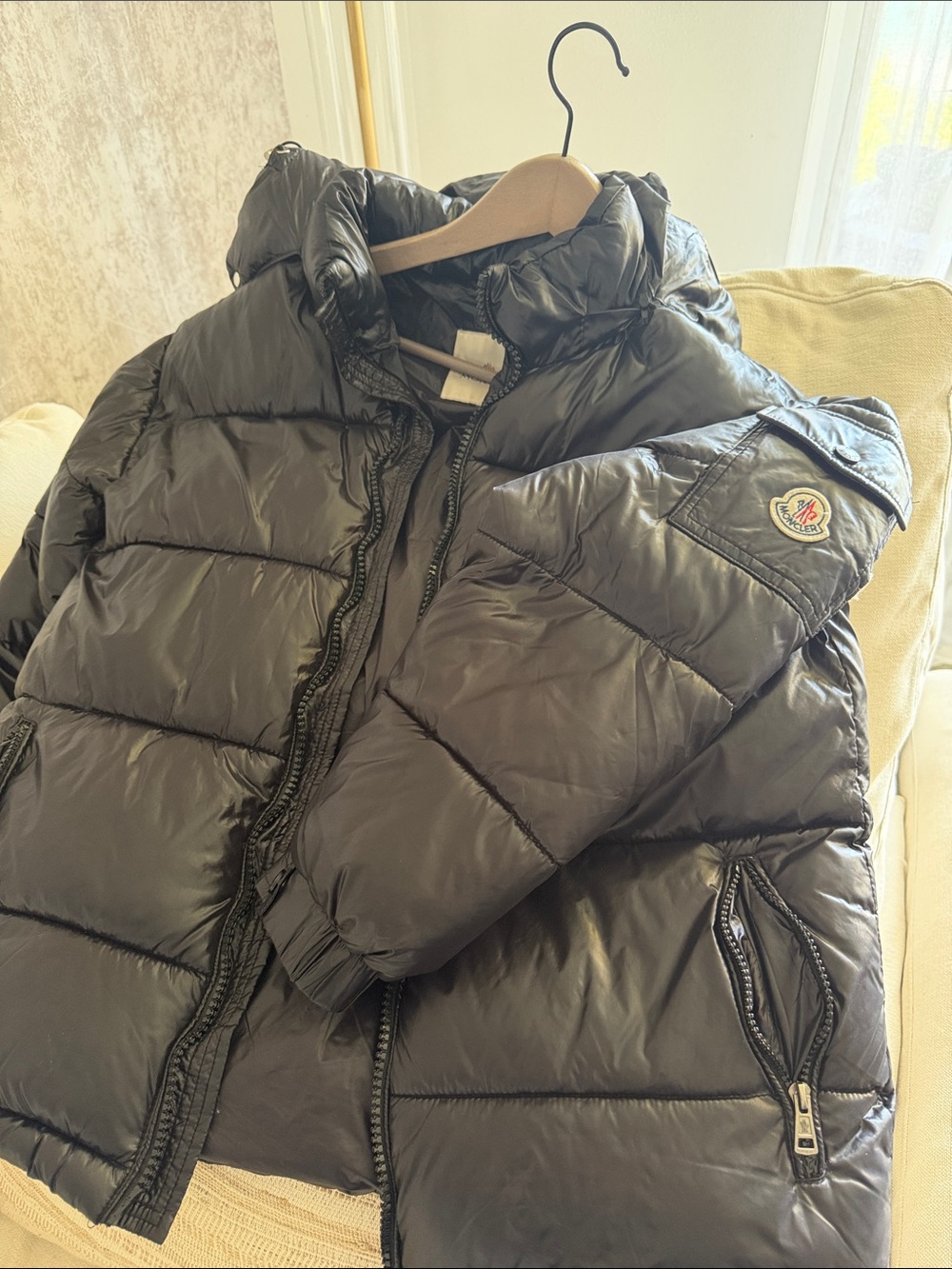 Moncler Kids Black Quilted Hooded Puffer Coat